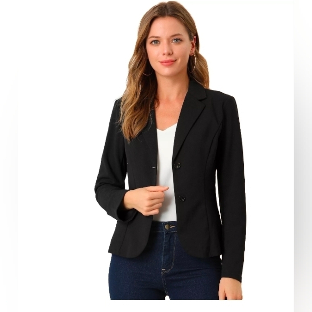 Allegra K Women's Work Office Blazer Stretch Lapel Collar Long Sleeve Blazer